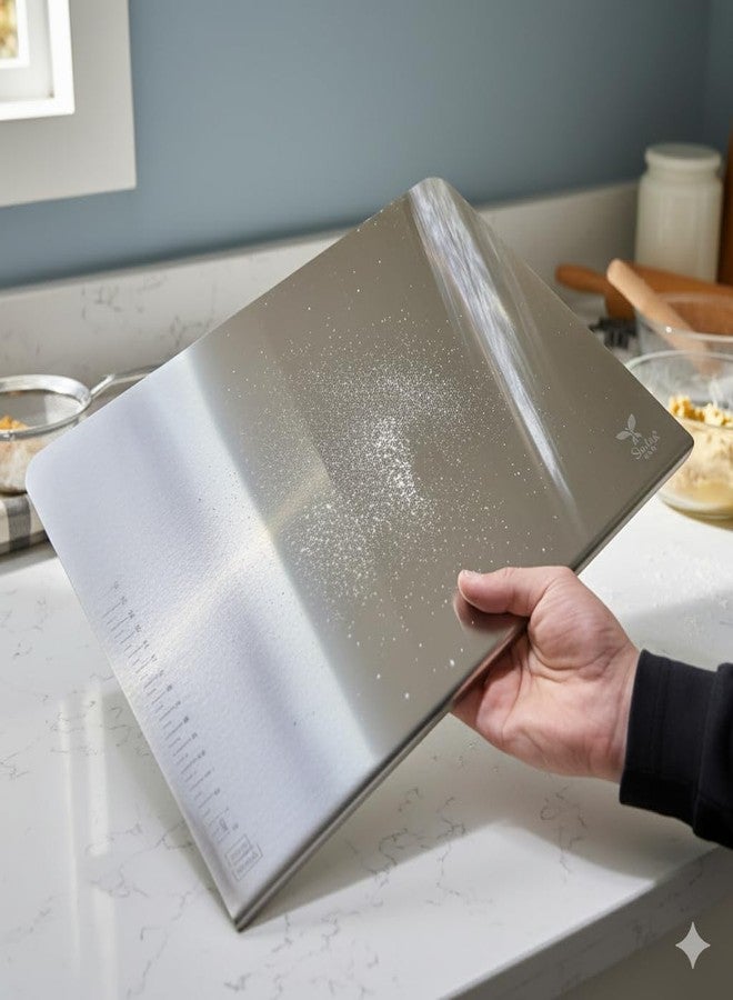 شريدا لوح تقطيع كبير من الفولاذ المقاوم للصدأ من شريدا، مقاس 31 × 41 سم، لوح تقطيع متين، مقاوم للصدأ وصحي، لوح معدني آمن غذائيًا لتقطيع اللحوم والخضراوات والفواكه، سهل التنظيف ومتين - Image 1